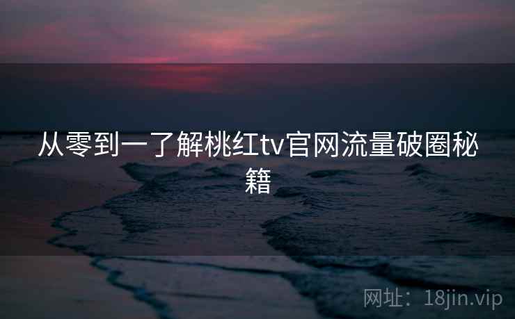 从零到一了解桃红tv官网流量破圈秘籍