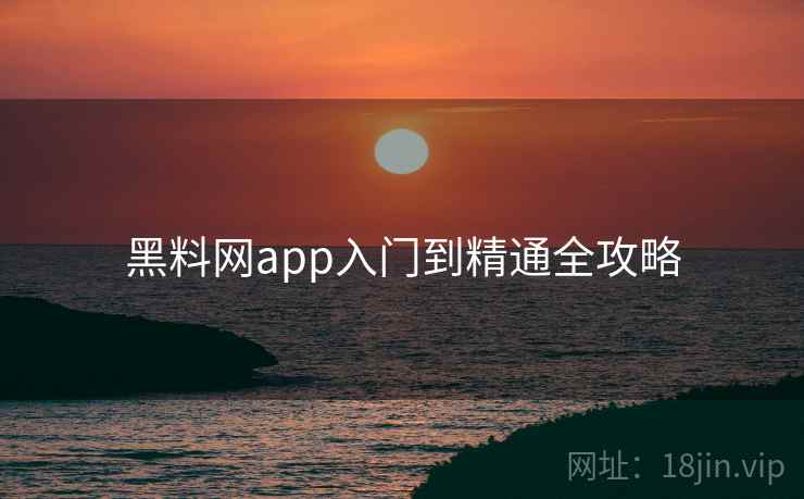 黑料网app入门到精通全攻略