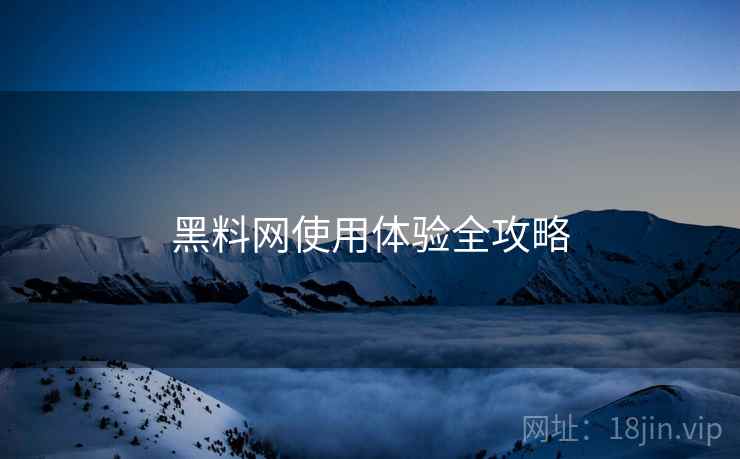 黑料网使用体验全攻略